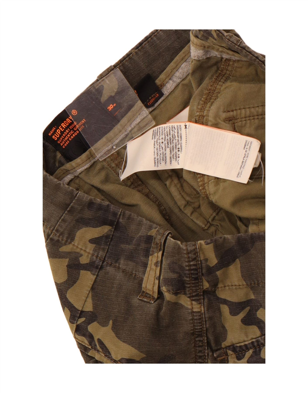 Pantaloncini cargo da uomo Superdry W30 cotone mimetico kaki medio