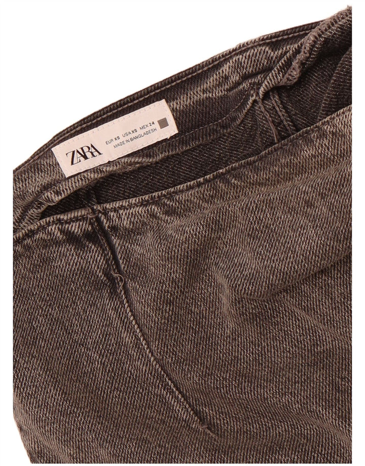 Gonna in denim Zara da donna XS W24 in cotone grigio