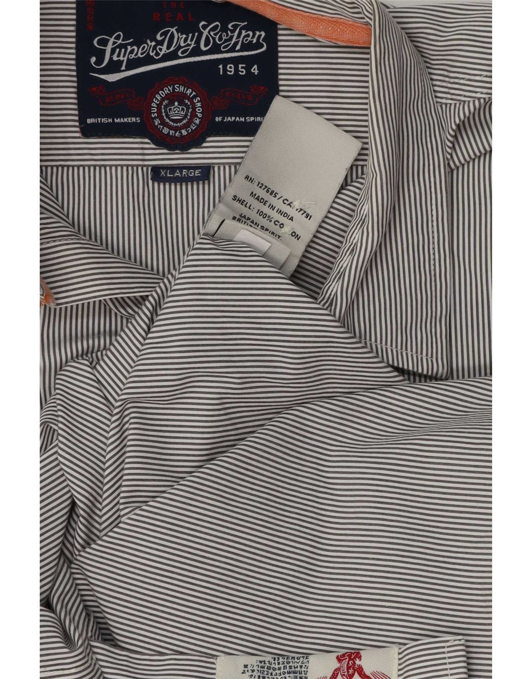 Camicia da uomo Superdry XL in cotone a righe blu