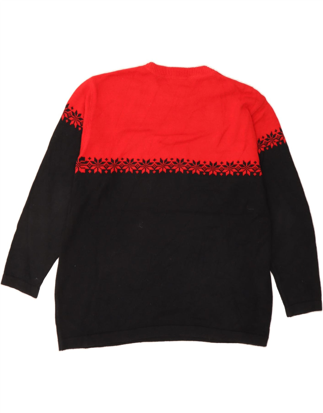 EDDIE BAUER Womens Crew Neck Jumper Sweater UK 16 Large Red Colourblock Vintage Eddie Bauer and Second-Hand Eddie Bauer from Messina Hembry 