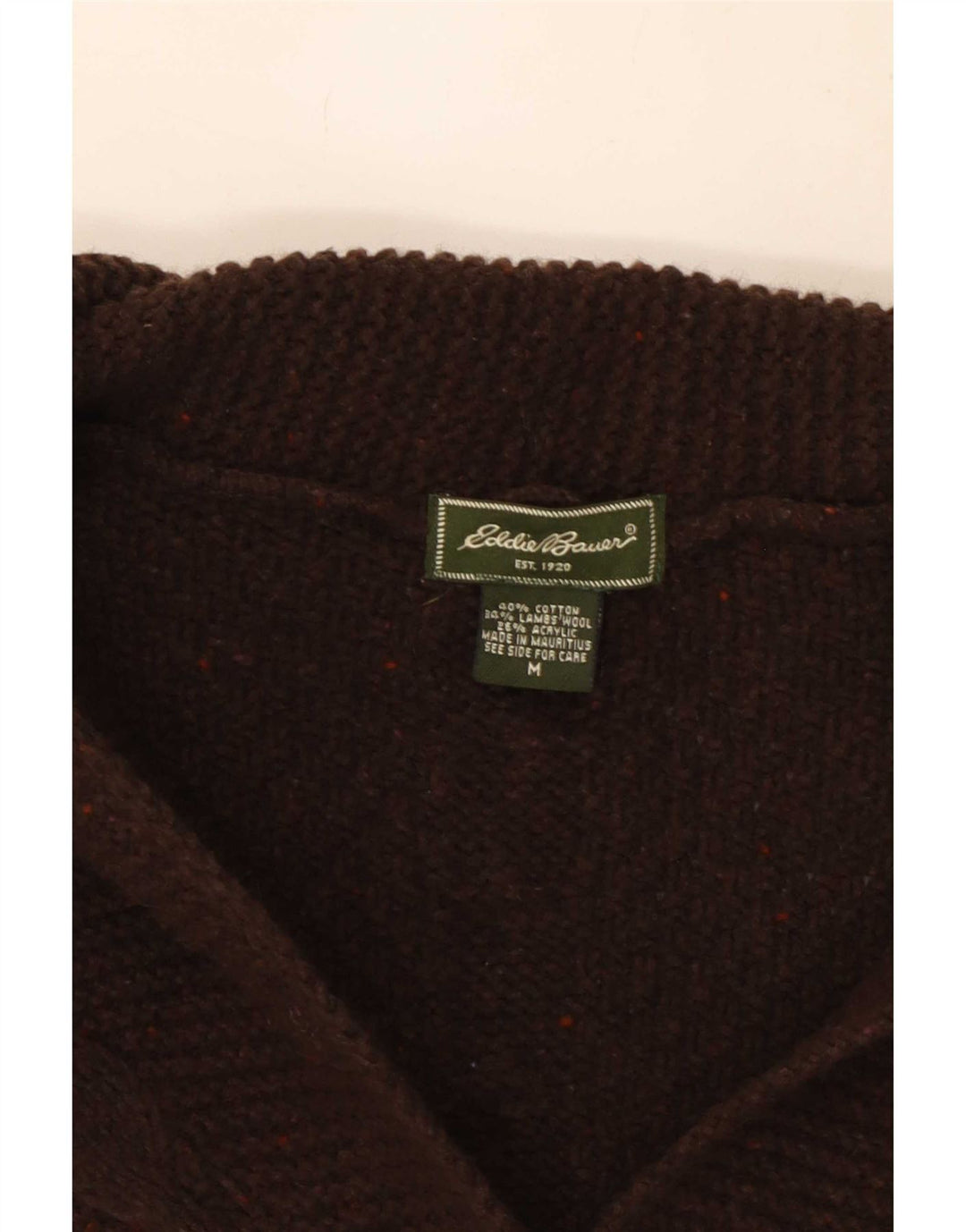 Maglione cardigan da donna Eddie Bauer UK 12 Cotone screziato marrone medio