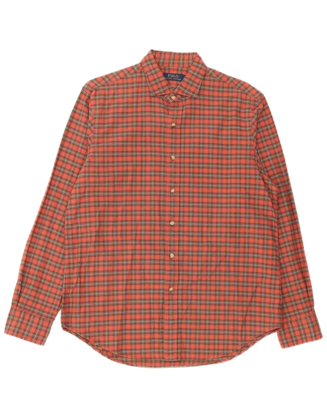 Polo Ralph Lauren Camicia da uomo in cotone a quadri arancioni grandi