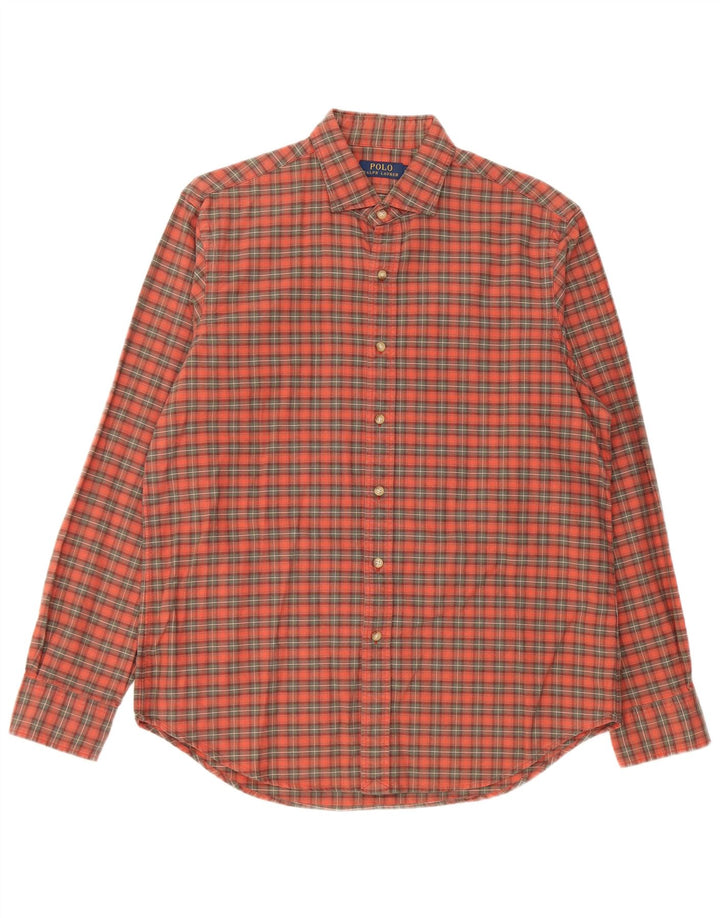 Polo Ralph Lauren Camicia da uomo in cotone a quadri arancioni grandi