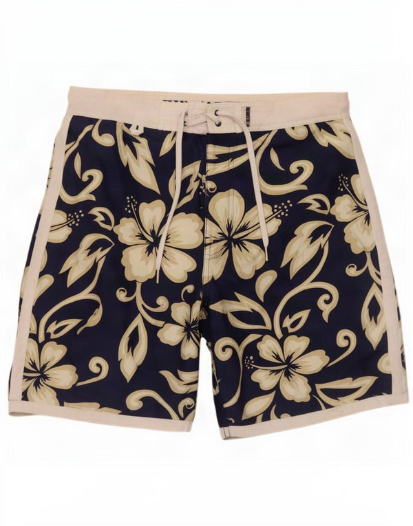 Sundek Mens Swimming Shorts Large Navy Blue Floral