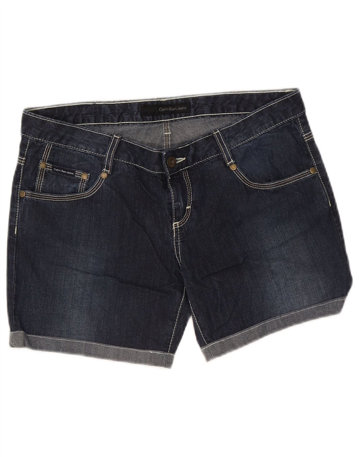 Pantaloncini di jeans da donna Calvin Klein W31 cotone blu navy medio