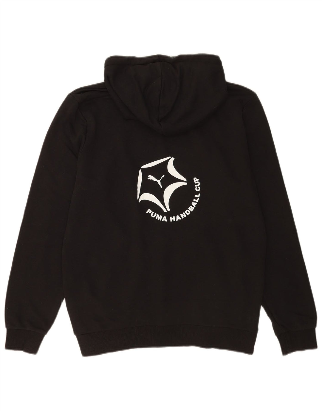 Felpa con cappuccio grafica da uomo Puma piccola in cotone nero