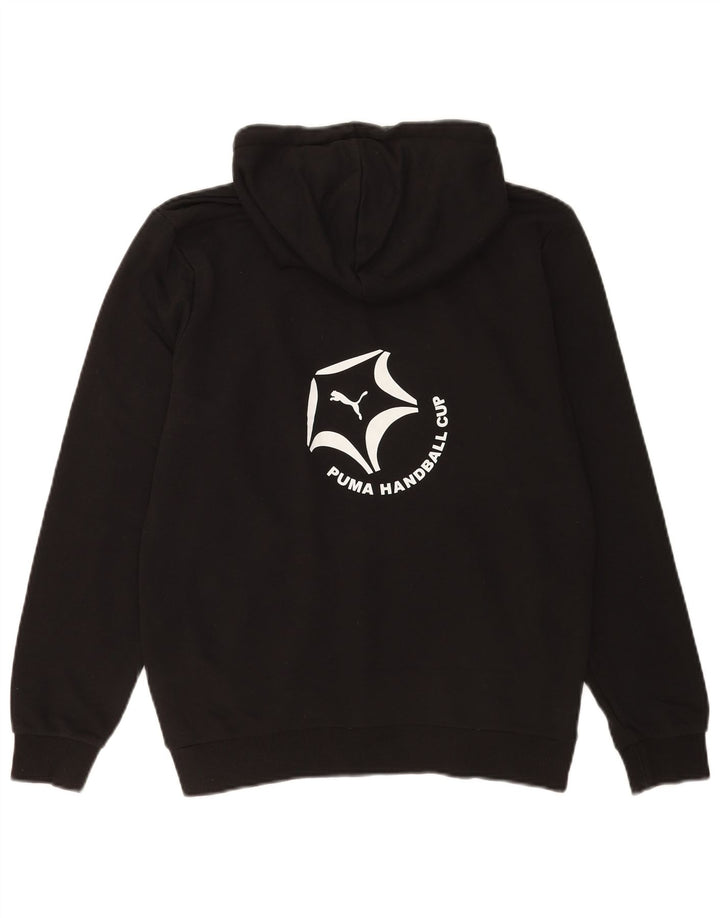 Felpa con cappuccio grafica da uomo Puma piccola in cotone nero