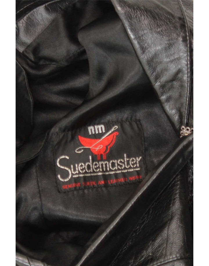 Giacca blazer in pelle con maniche a 3/4 da donna scamosciatamaster UK 12 media nera