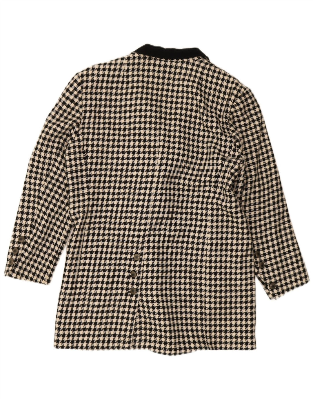 Cappotto doppiopetto vintage da donna vestibilità ampia EU 36 piccolo pied de poule nero