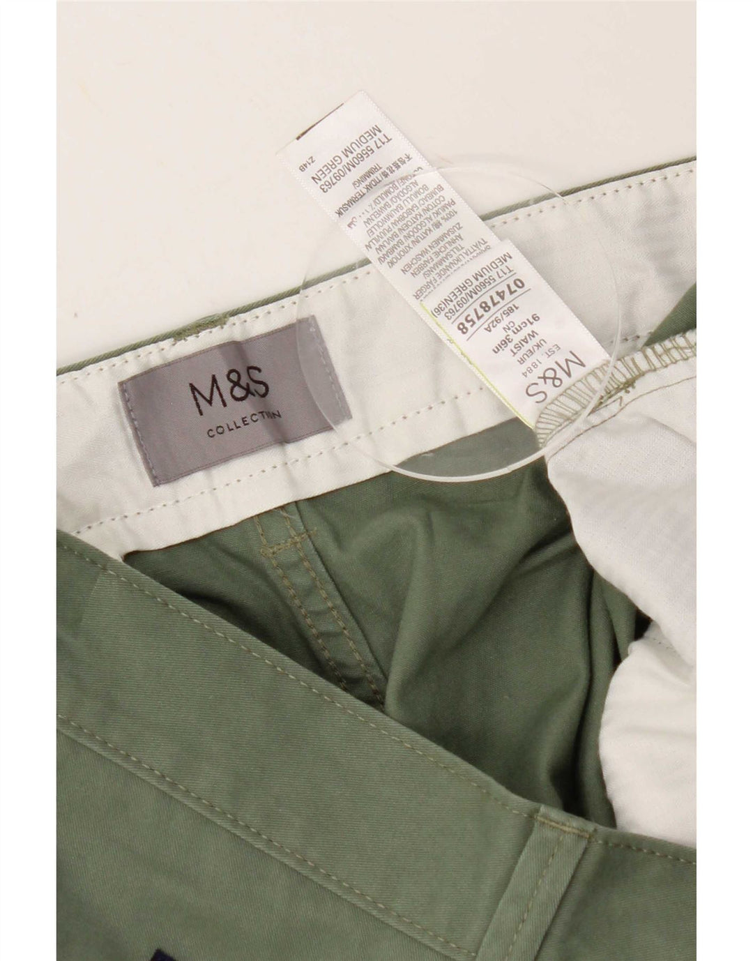 Pantaloncini chino da donna Marks & Spencer W36 grandi in cotone verde