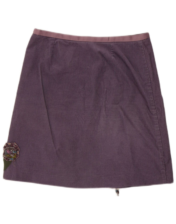 Gonna in velluto a coste da donna Boden UK 12 media W32 viola floreale