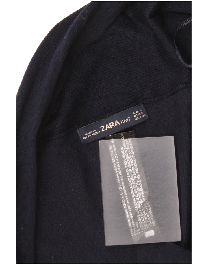 Maglione cardigan aperto da donna Zara UK 10 piccolo in viscosa blu navy