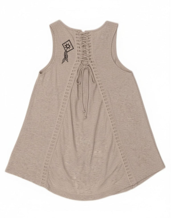 Canottiera grafica da donna Hard Rock Cafe Barcelona UK 8 piccola in cotone grigio