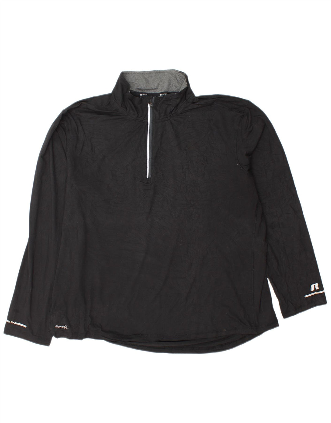Russell Athletic Maglia da uomo Dri-Power con zip e collo a maniche lunghe XL in poliestere nero