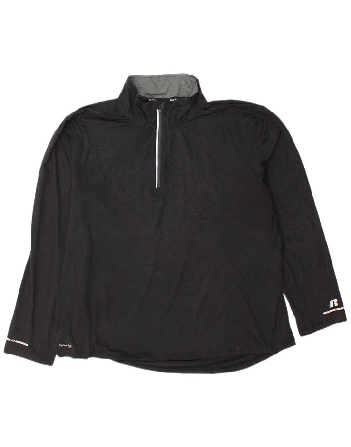 Russell Athletic Maglia da uomo Dri-Power con zip e collo a maniche lunghe XL in poliestere nero