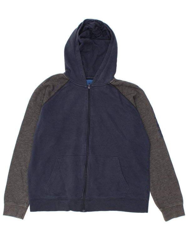 REEBOK Felpa con cappuccio con zip grafica da uomo di grandi dimensioni in cotone color block blu navy