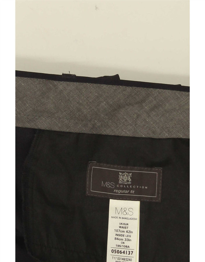 Pantaloni da abito dritti da uomo Marks & Spencer vestibilità regolare W42 L29 neri