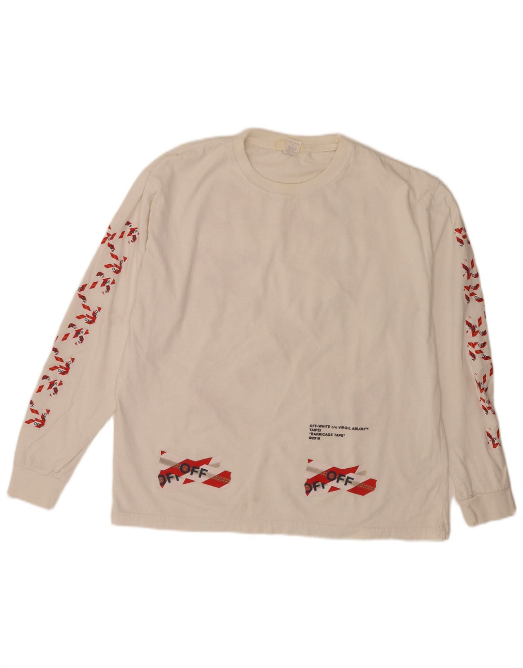 Top grafico da uomo vintage a maniche lunghe in cotone bianco sporco