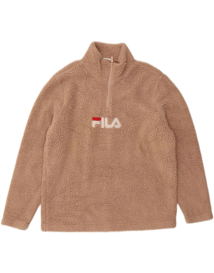 Maglione in pile grafico da donna Fila UK 16 Large Beige Poliestere