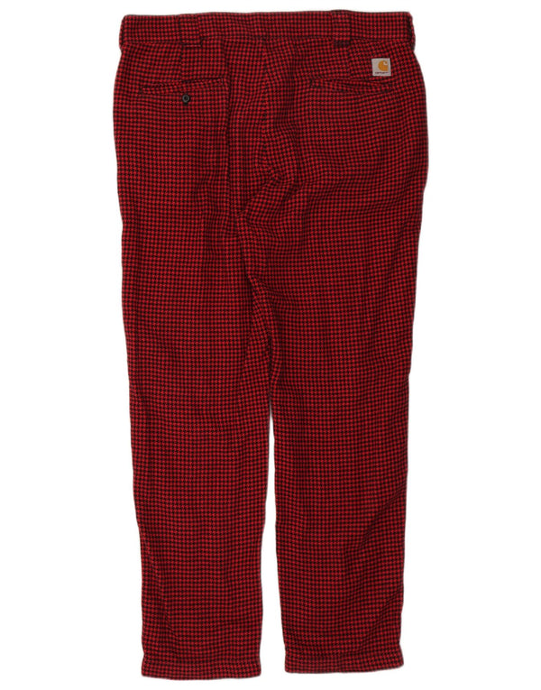 Pantaloni chino dritti da uomo Carhartt XL W40 L32 cotone pied de poule rosso