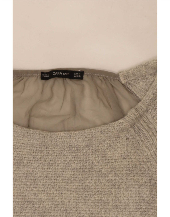 Top Zara da donna a maniche lunghe UK 12 Grigio medio