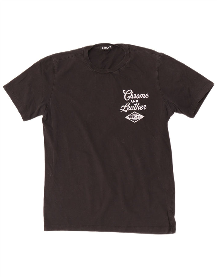 T-shirt grafica da ragazzo Replay Top 13-14 anni cotone nero medio