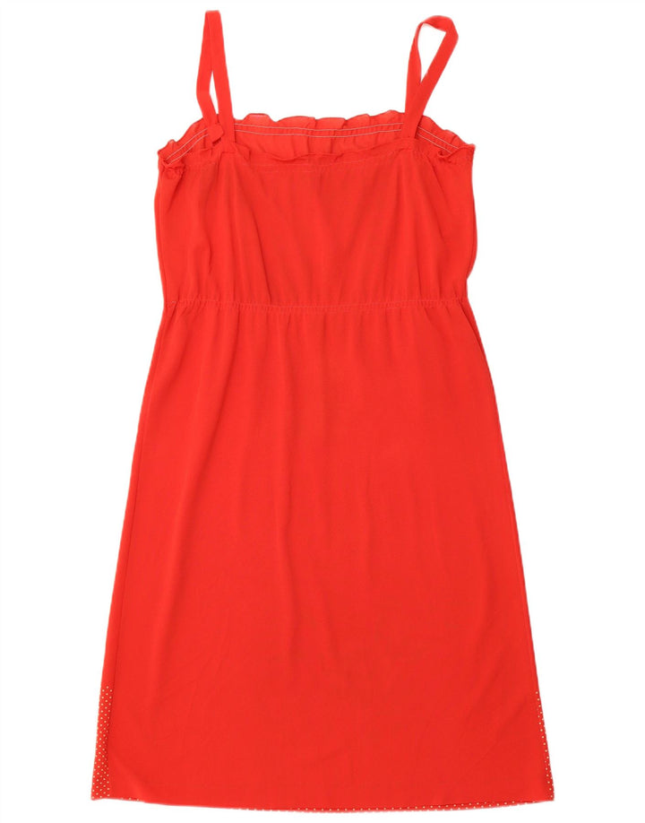 Prendisole vintage da donna IT 46 grande triacetato floreale rosso