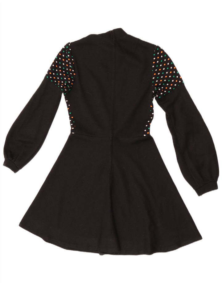 Abito maglione vintage da donna a maniche lunghe IT 44 medio nero maculato