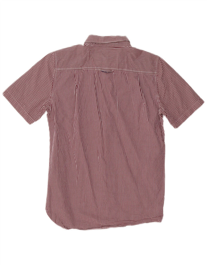 Camicia a maniche corte da uomo Superdry in cotone a quadretti bordeaux medio