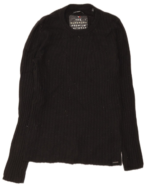 Maglione maglione girocollo da donna Superdry UK 8 Small Lana nera