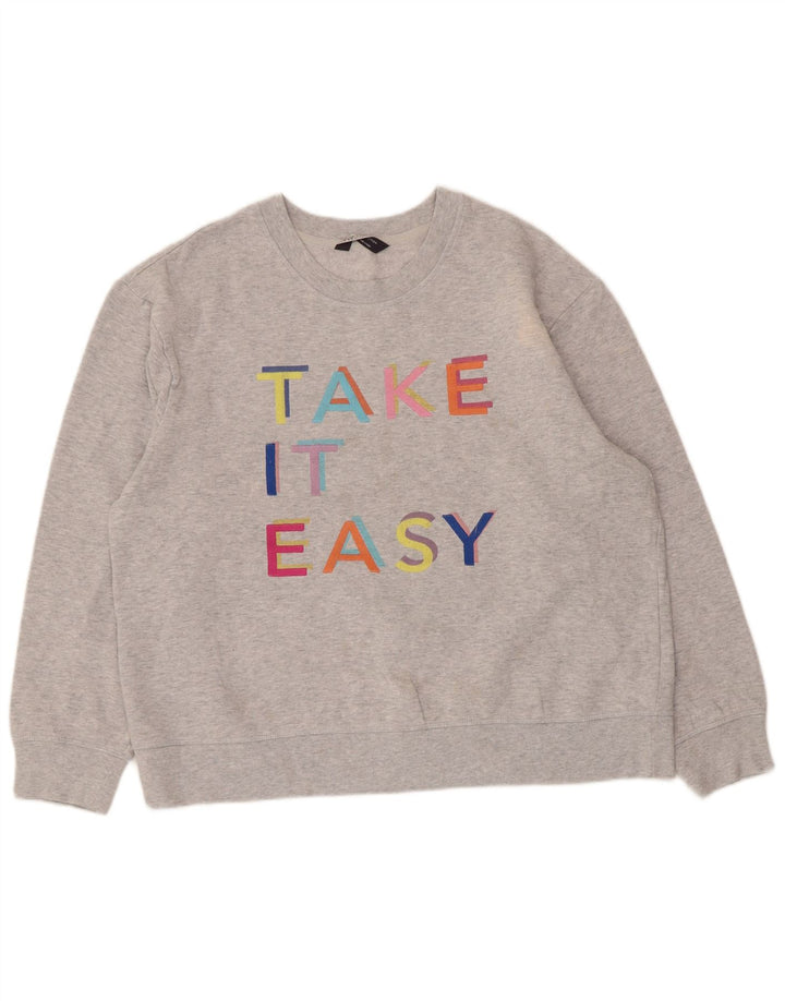 Felpa grafica da donna Marks & Spencer UK 16 grande cotone grigio