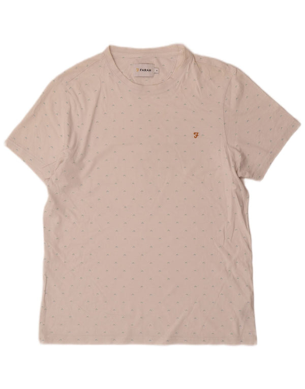 T-shirt da uomo con motivo astratto Farah Top in cotone bianco medio