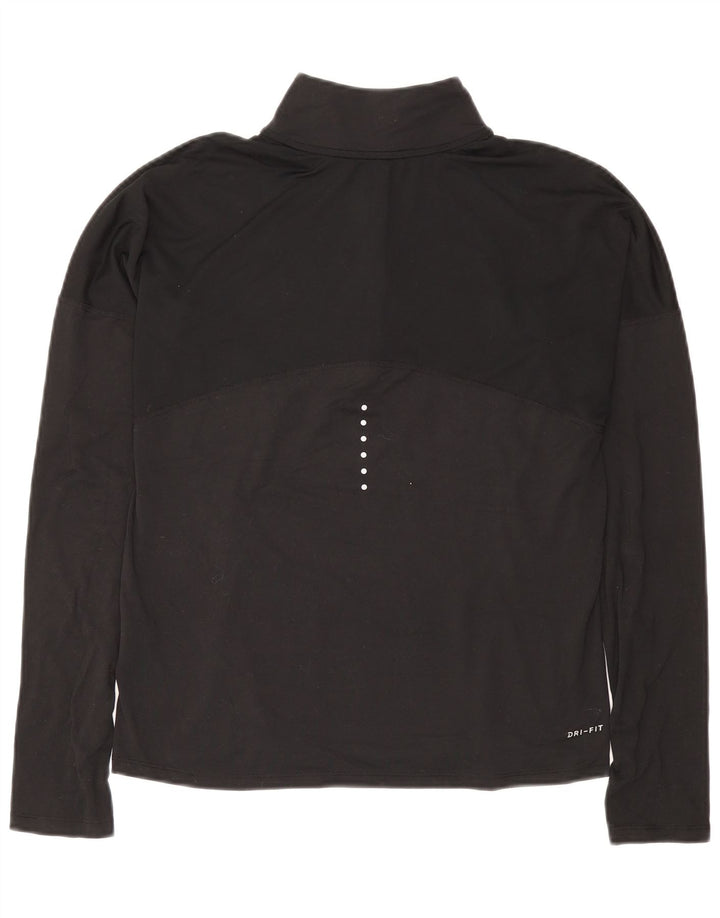 NIKE Top da tuta pullover con zip e collo Dri Fit da donna UK 10 Small Nero