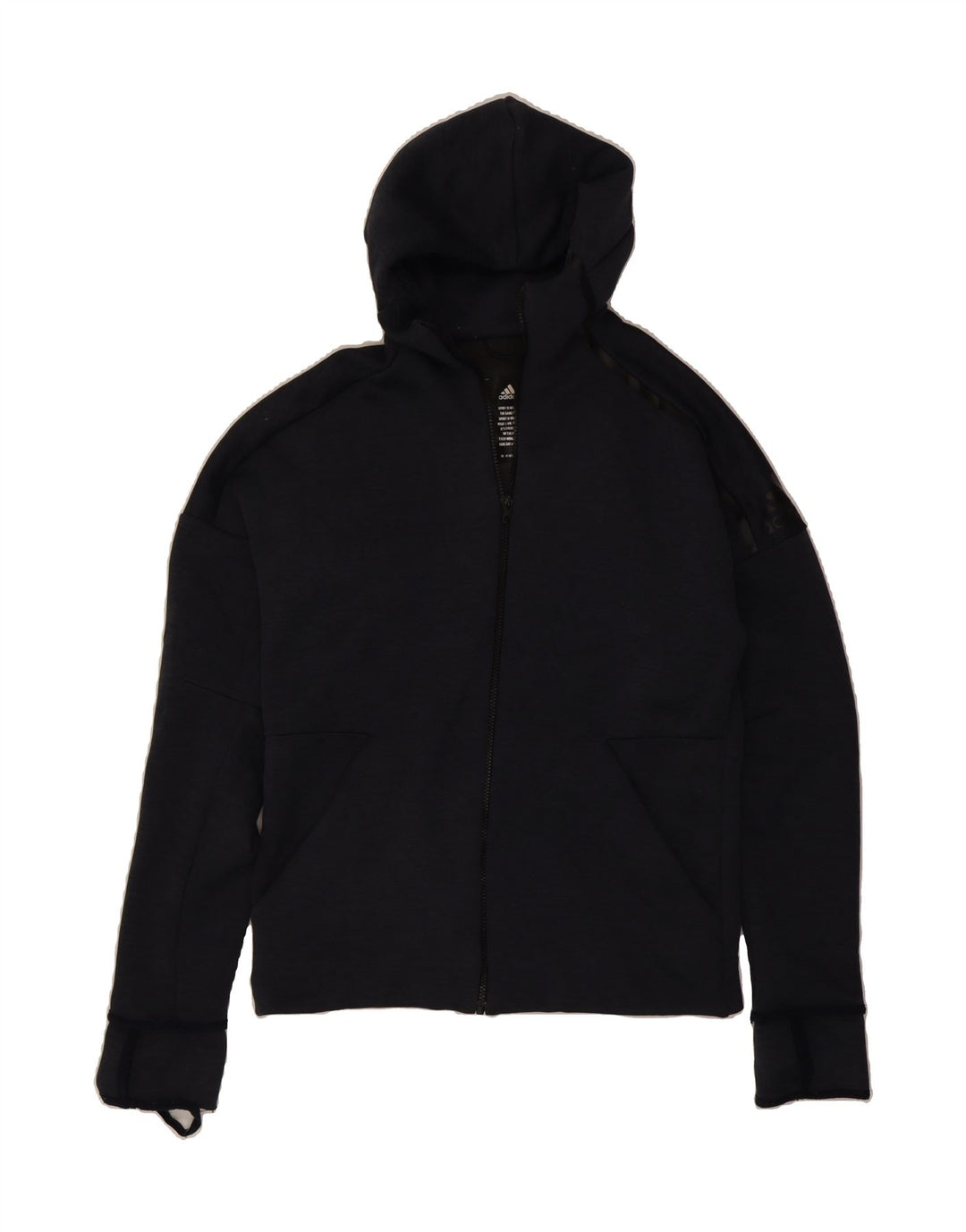 ADIDAS Mens Zip Hoodie Sweater Medium Navy Blue Polyester Vintage Adidas and Second-Hand Adidas from Messina Hembry 