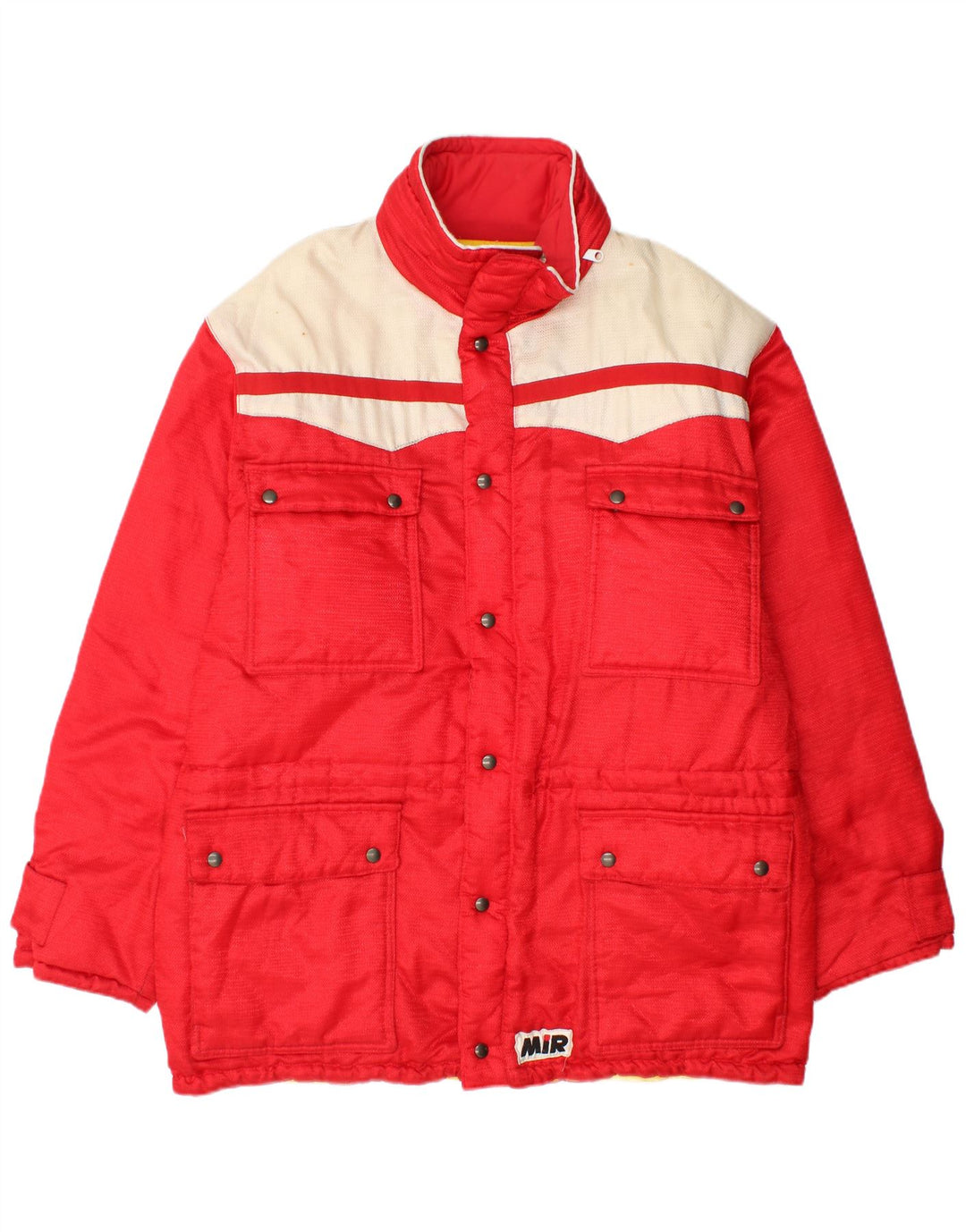 Cappotto imbottito vintage da uomo UK 40 grande color block rosso