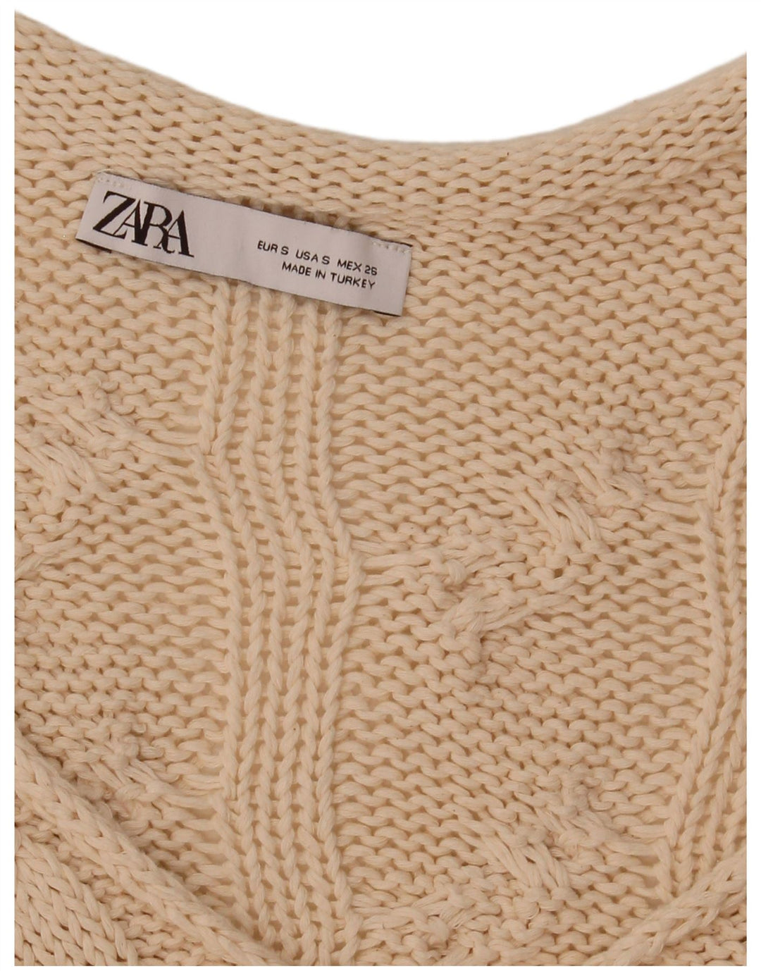 Maglione oversize con scollo a V da donna Zara UK 10 piccolo bianco sporco