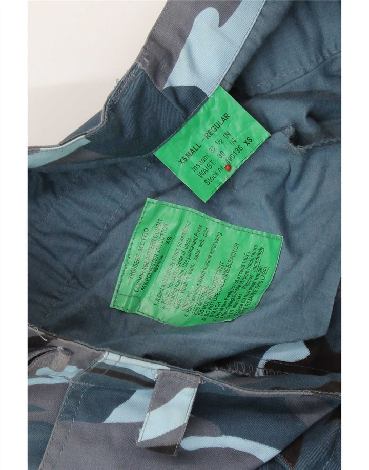 Pantaloni cargo vintage da uomo vestibilità regolare W30 L32 poliestere mimetico blu