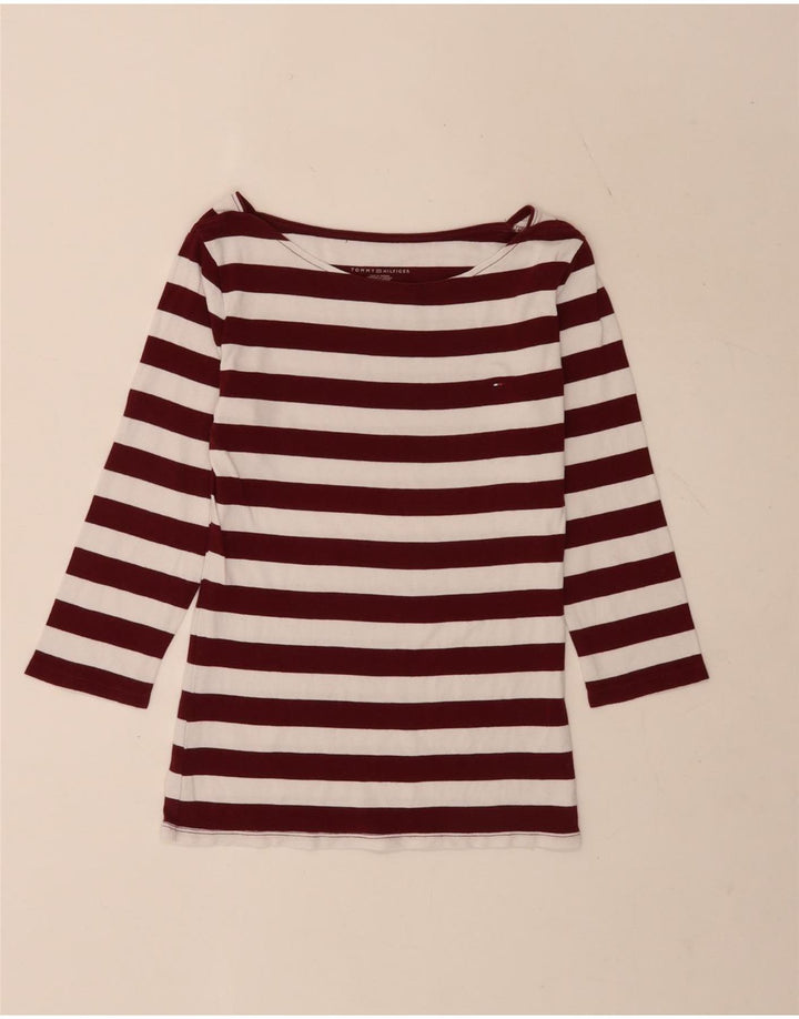 Tommy Hilfiger Donna Regular Top Manica 3/4 UK 8 Small Bianco a Righe