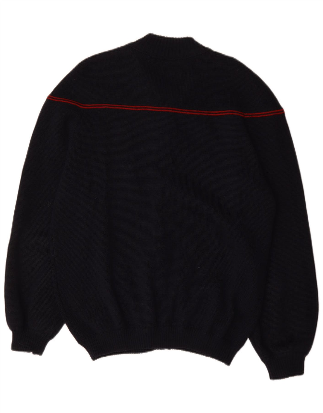 Maglione cardigan con zip intera vintage da uomo, grande a righe blu navy