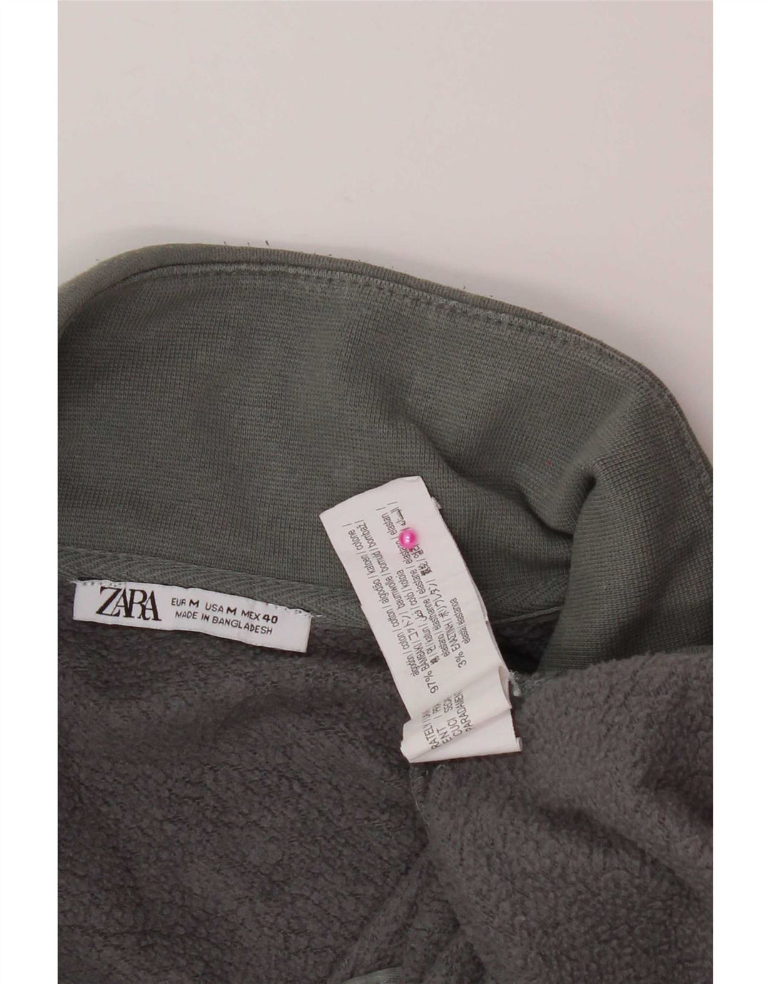 Felpa Zara da uomo con collo con zip, maglione, cotone grigio medio