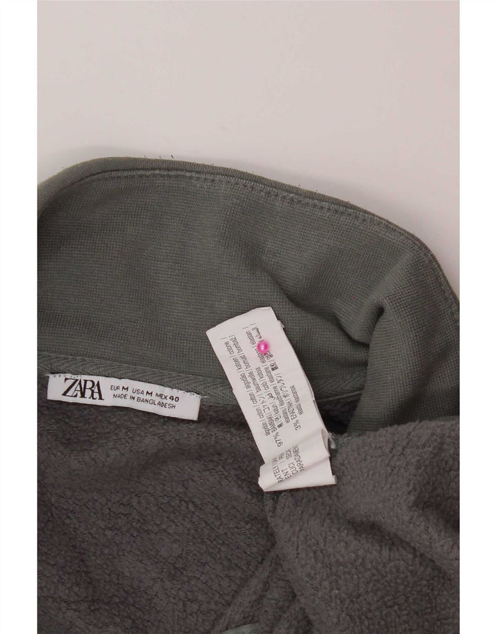 Felpa Zara da uomo con collo con zip, maglione, cotone grigio medio