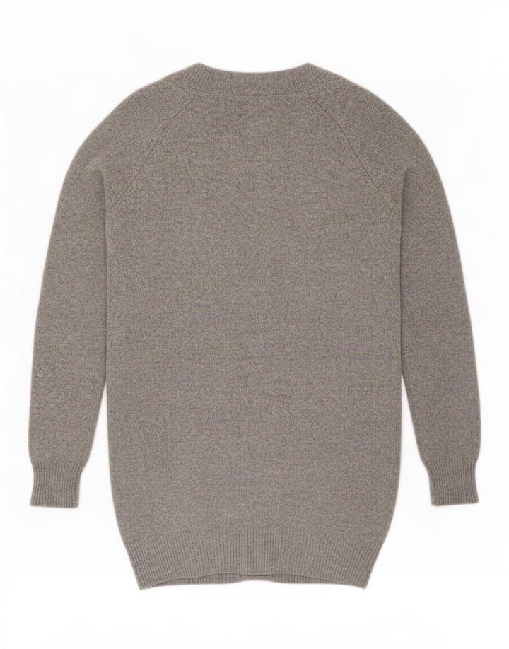Maglione cardigan da donna Massimo Dutti UK 16 grande lana grigia