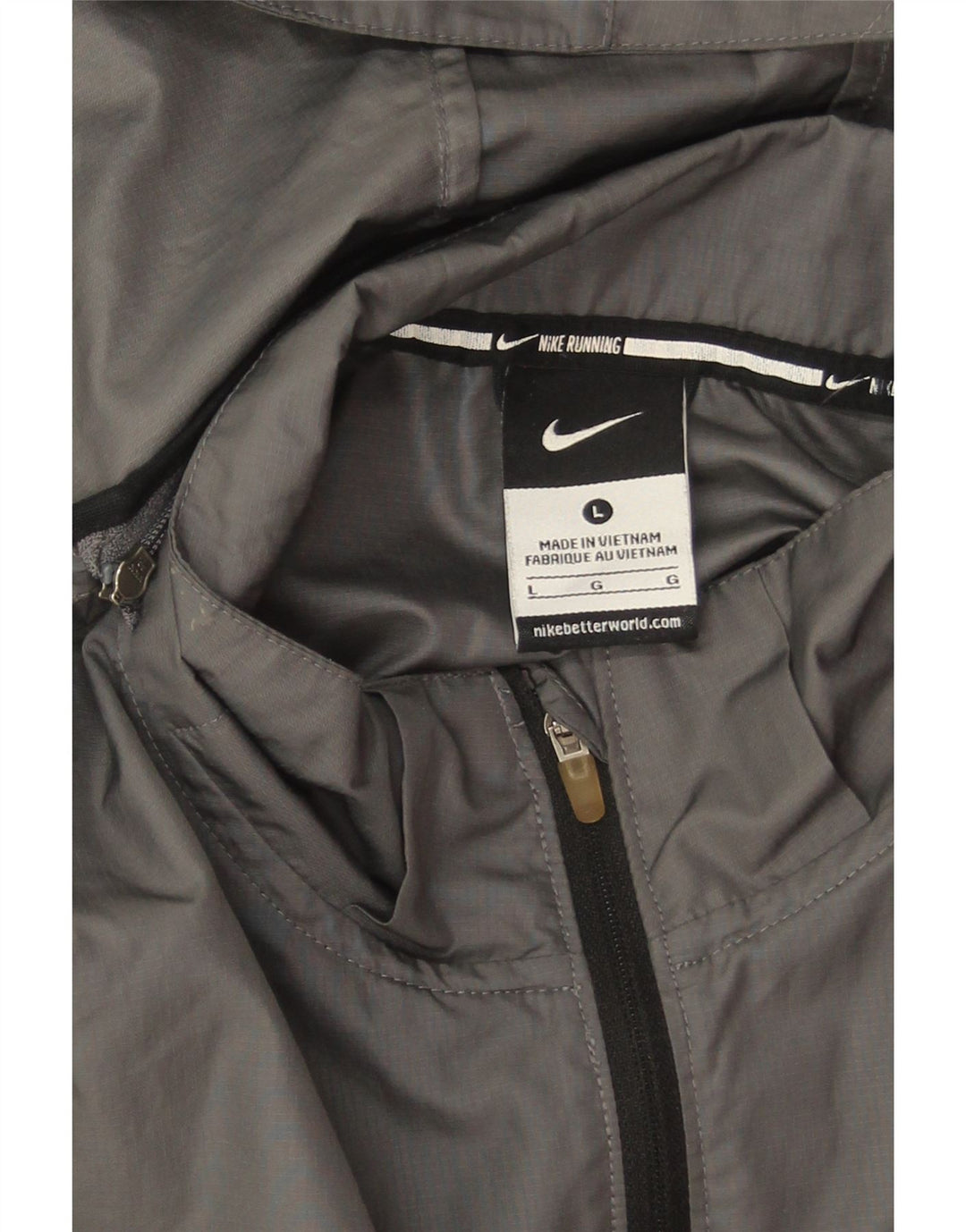 Giacca antipioggia con cappuccio Nike da donna UK 16 Large Grigio Colourblock Poliestere