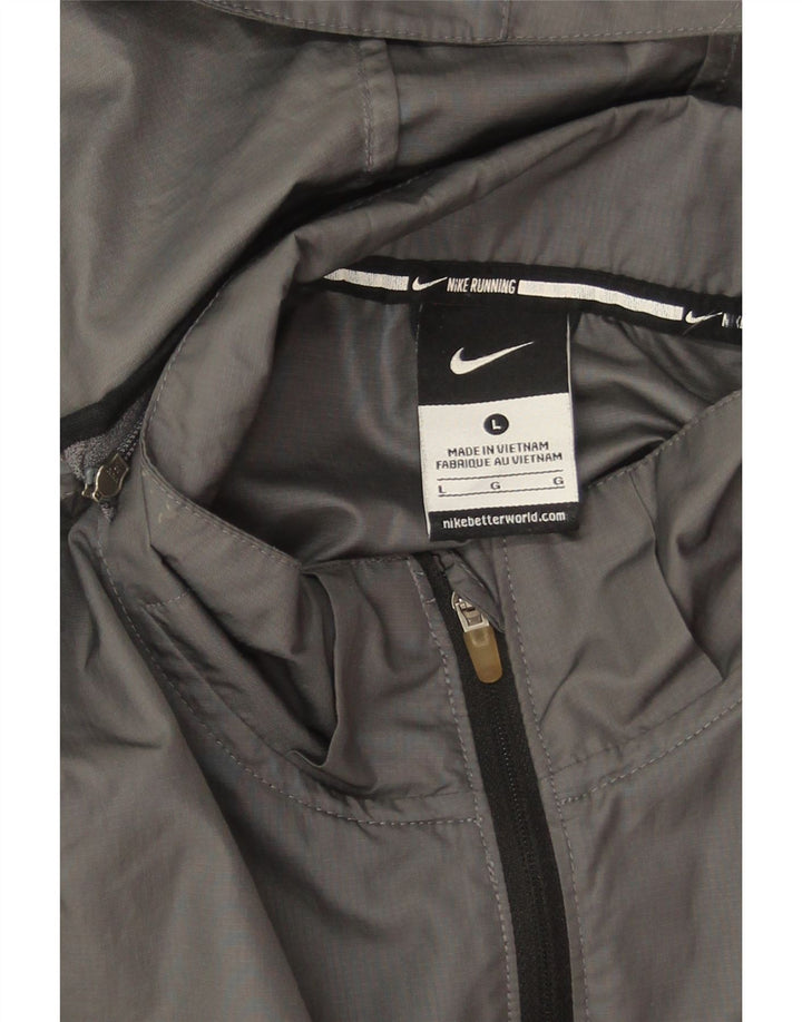 Giacca antipioggia con cappuccio Nike da donna UK 16 Large Grigio Colourblock Poliestere