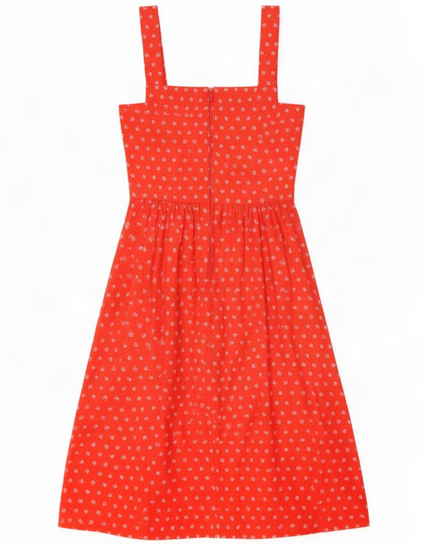 Vestito estivo da donna vintage UK 12 medio rosso floreale
