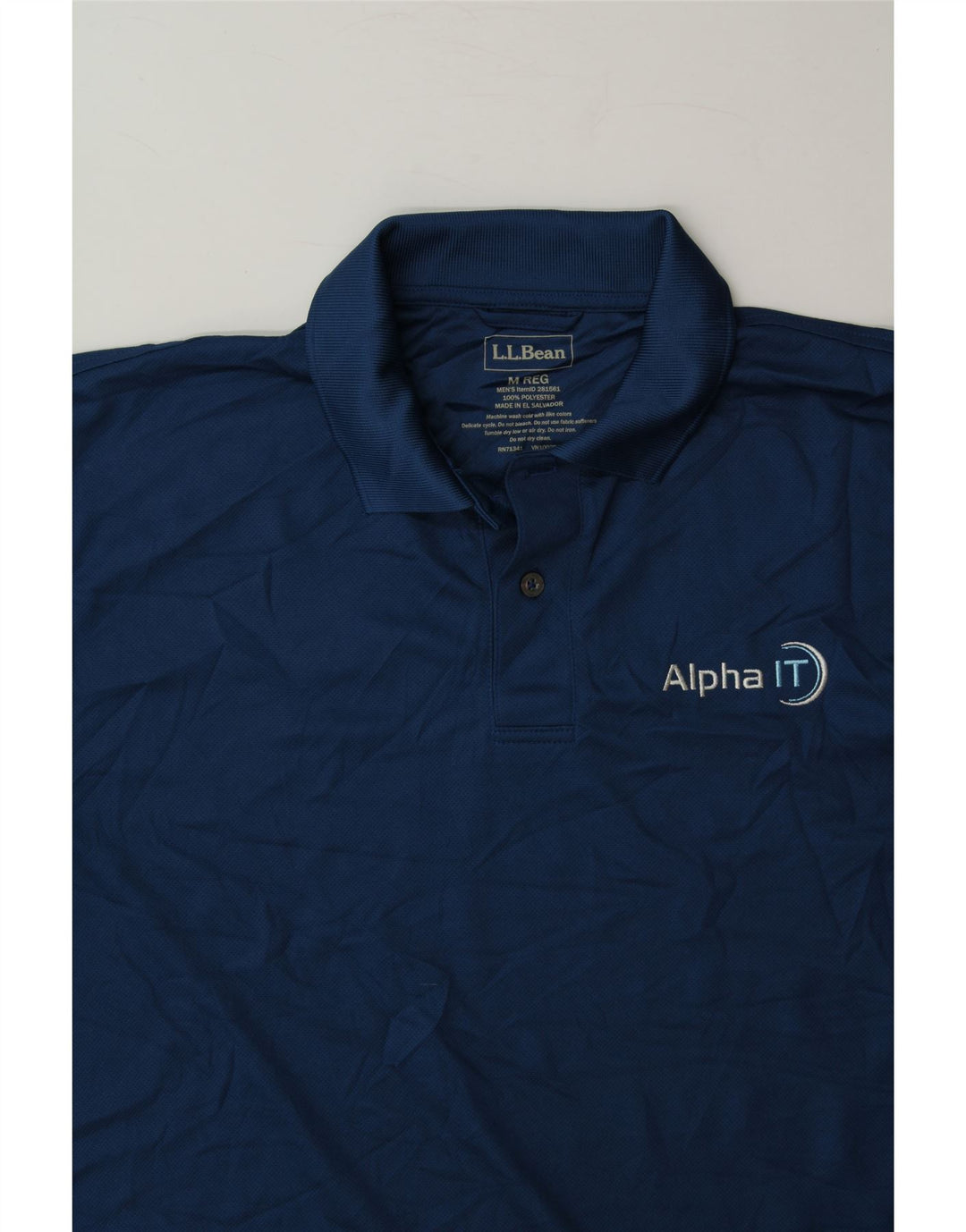 L.L.BEAN Mens Polo Shirt Medium Navy Blue Polyester Vintage L.L.Bean and Second-Hand L.L.Bean from Messina Hembry 