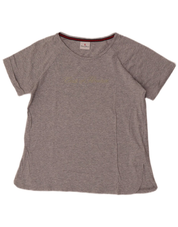 Conte of Florence T-shirt grafica da donna Top UK 16 Large in cotone grigio