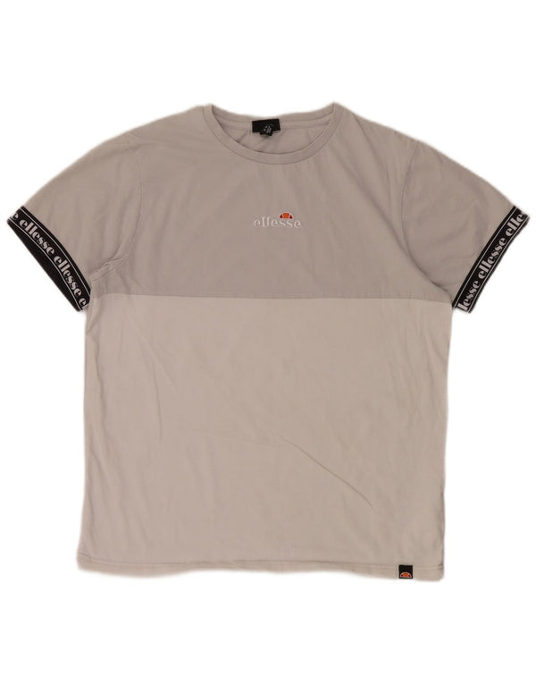 T-shirt grafica da uomo Ellesse Top in cotone color block grigio medio