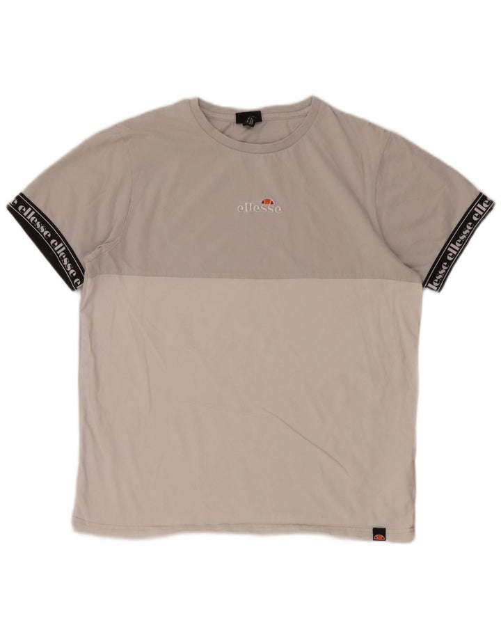 T-shirt grafica da uomo Ellesse Top in cotone color block grigio medio