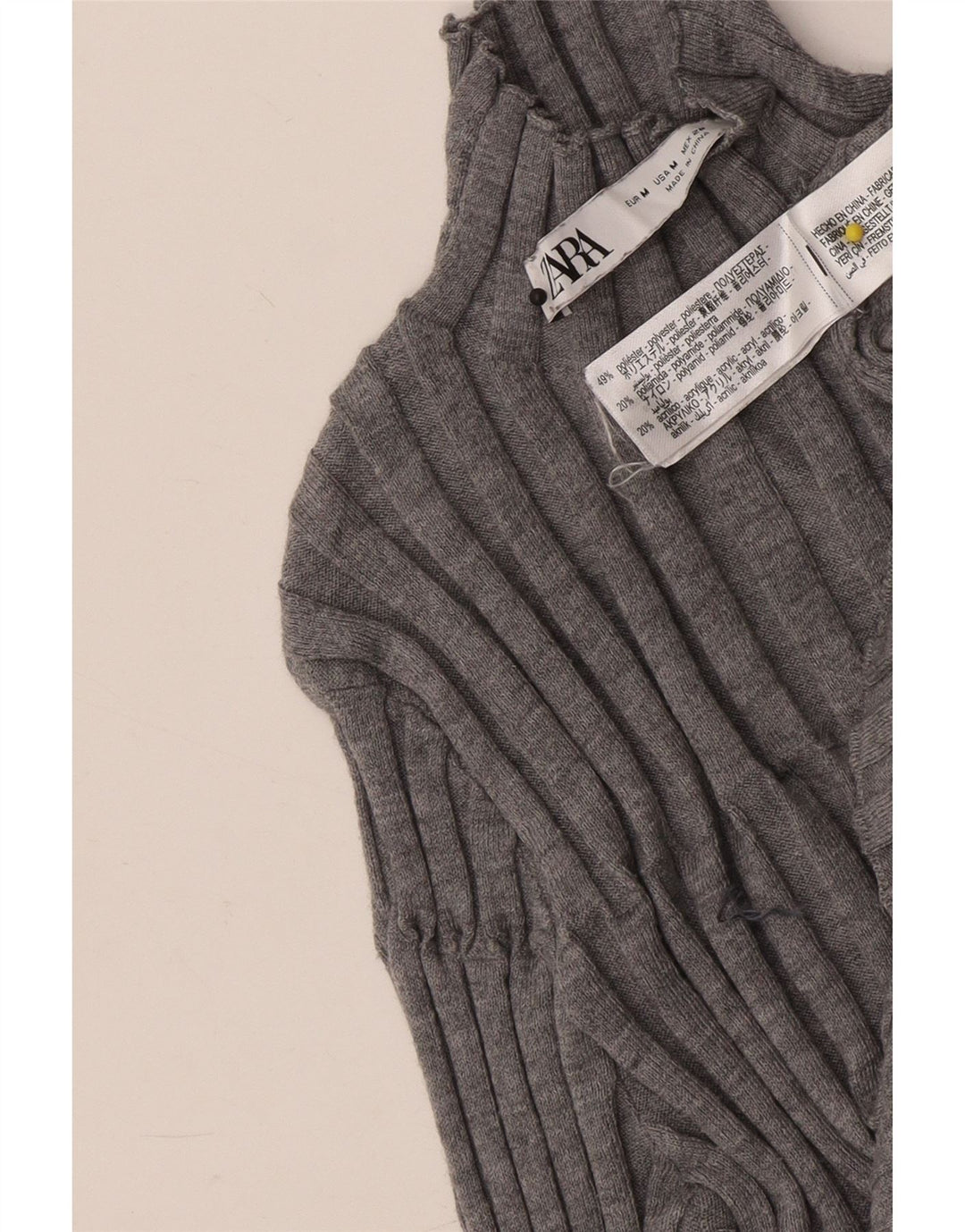Maglione maglione collo alto da donna Zara UK 12 Poliestere grigio medio